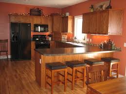 My Kitchen With Mission Style Oak Cupboards And Terra Cotta Orange Walls Orange Kitchen Walls Tuscan Kitchen Oak Kitchen Cabinets Wall Color