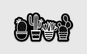 Black And White Brand Stickers Black White Cactus Sticker Waterproof Weatherproof Etsy In 2020 Black And White Stickers Cactus Stickers White Stickers