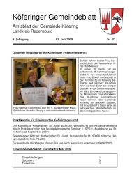 Köfering ist eine gemeinde im oberpfälzer landkreis regensburg in bayern. Koferinger Gemeindeblatt Landkreis Regensburg