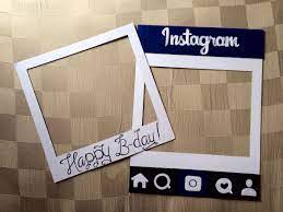 Diy Polaroid Instagram Frame Photo Booth Props For Myles Birthday Party Photo Frame Instagram Diy Diy Photo Booth