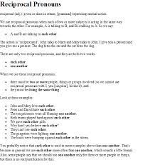Reciprocal Pronouns Teaching Nouns English Grammar Worksheets Third Grade Language Arts