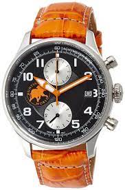 ハンティングワールド huntingworld 腕時計 クロノマジック ブラック文字盤 オレンジ革 クォーツ メンズ hw021or メンズ 正規輸入品 腕時計 オレンジ メンズ