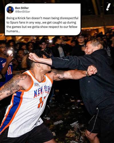 Ben Stiller calls out Knicks fans in the wake of instances of reported  violence and arrests that occurred in New York after Game 3 of the Finals.