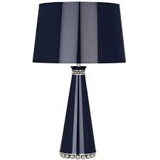 Pearl Midnight Blue And Nickel Table Lamp With Blue Shade 345 Liked On Polyvore Featuring Home Lighti Modern Brass Table Lamps Blue Table Lamp Table Lamp