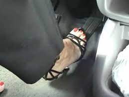 Pedal Pumping Girls In Car Pedal Pumping Pedal Pumping Sandals Heels Low Heel Sandals