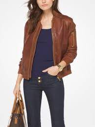 Mk Washed Leather Bomber Jacket Leather Flight Jacket Leather Jackets Women Leather Bomber Jacket