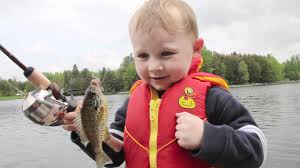 Funny Boy Fishing Catches His First Fish Names Him Kids Fishing One Fish Boy Fishing