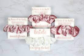 5 Bachelorette Party Hair Tie Blush 1 White Bride Velvet Etsy In 2021 Champagne Bachelorette Party Bachelorette Party Hair Bridesmaid Proposal