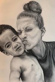 Picture I drew in Charcoal of my son and I! Definitely one of my most  favorite pieces I've drawn ♥️