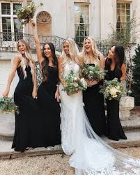 9 Times Bridesmaids Brought It Wearing Black Dresses Wedding Bridesmaid Dresses Black Bridesmaids Black Bridesmaid Dresses