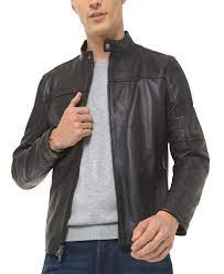 Michael Kors Men S Leather Racer Jacket Created For Macy S Reviews Coats Jackets Men Macy S In 2021 Racer Jacket Mens Biker Style Leather Men
