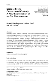 Pdf Escapes From Correctional Custody A New Examination Of An Old Phenomenon