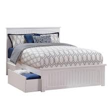 Miranda white queen storage platform bed. Atlantic Furniture Nantucket White Queen Platform Bed With Matching Foot Board And 2 Urban Bed Drawers Ar8246112 The Home Depot