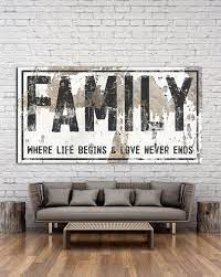 Family Sign Where Life Begins Farmhouse Wall Art Farmhouse Decor Wall Art Canvas Prints Farmhouse Wall Decor Living Room Wall Decor Living Room Farmhouse Living Room Furniture