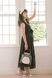 ドットシフォン2wayロングワンピース15 000円 税 noela コットンレースリボンヘッドバンド5 400円 税 バライロノボウシ ビームスライツ渋谷 ポーチつきクリアバッグ2 999円 税 スピンズ サイドクリアパンプス5 900円 税 r e 黒ワンピース マキシドレス