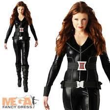 Details About Black Widow Superhero Ladies Fancy Dress The Avengers Costume Outfit Uk 6 18