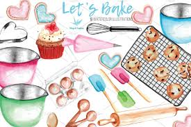 Baking 21 Watercolor Illustrations Watercolor Illustration Clip Art Digital Watercolor