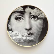 FORNASETTI PLATE JULIA FACE ROSENTHAL MOTIV #7 GOLD RIM 9 1/4" RARE