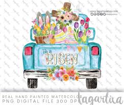 Download Happy Easter Sublimation Design Cute Png Bunny Happy Easter Bunny Spring Tulips Flowers Pink Vintage Truck Clipart Pastel Colors Real Hand Painted Watercolor Shabby White Wood Box Hearts