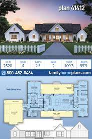 Plan 46355la 4 bedroom farmhouse with private. Traditional Style House Plan 41412 With 4 Bed 3 Bath 2 Car Garage House Plans Farmhouse Country House Plan Farmhouse Plans