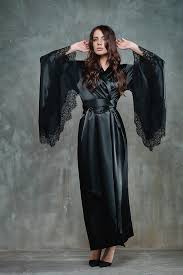 Eliza Kimono In Black Silk Robe Long Womens Robes Long Elegant Robe