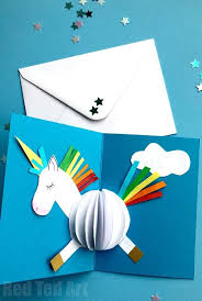 Birthday Card Ideas For Kids Unicorn 3d Unicorn Card Diy Red Ted Art Make Crafting With Kids Easy Fun Unicorn Card Unicorn Crafts Birthday Cards Diy
