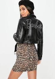 Barbie X Missguided Black Studded Faux Leather Jacket Coats For Women Coats Jackets Women Cardigan Fashion