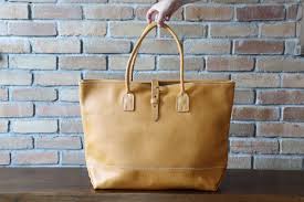 Leather Tote Yellow Moccasin Leather All Leather Bag Mens Etsy Singapore