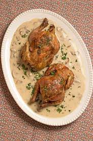 Ad Cornish Hens With Mushrooms And Wine Sauce Mi Diario De Cocina Recipe Cornish Hens Baked Greek Chicken Wine Sauce