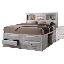 Acme Ireland Queen Bed With Storage In White Rubberwood Fullbedfurnituresets Full Bed With Storage Storage Bed Queen King Storage Bed
