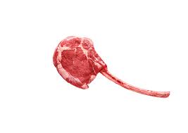 Bistecca tomahawk con il tipico osso lungo ottenuta dalla parte anteriore della lombata di bovino adulto. Tomahawk Di Bovino Adulto 1 2kg Scaligera Intracarni Company S R L