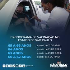 Jun 13, 2021 · quase 7,5 milhões de pessoas serão vacinadas em um mês no estado de são paulo. Governo De S Paulo On Twitter Vacinaparatodos Com A Atualizacao Do Cronograma De Vacinacao Contra A Covid 19 Em Sp A Vacinacao De Idosos Com 64 Anos Foi Antecipada Para O Dia
