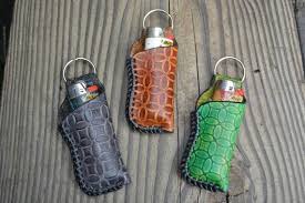 Geometric Pattern Leather Bic Lighter Holder Keychain Leather Bic Lighter Leather Carving