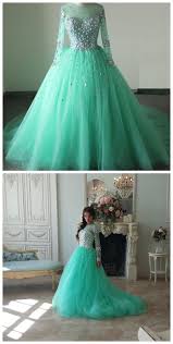New Arrival Prom Dress Modest Prom Dress Sparkly Mint Green Prom Dresses Long Sleeves Green Prom Dress Long Prom Dresses Long With Sleeves Prom Dresses Modest