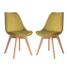 Dining chairs don't just have to look good, but should feel good, too. Sunsky Eu Warehouse 2 Pcs Tulip Flannel Retro Design Wooden Chair Kitchen Dining Chair Office Chair Size 49 X 51 X 60 Cm Yellow Green