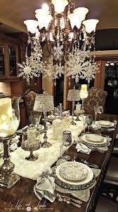 Snowflakes And Baubles Tablescape Christmas Chandelier Christmas Table Decorations Christmas Centerpieces