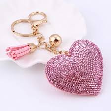 Heart Keychain 6 Colors Full Crystal Key Long Tassel Key Holder
