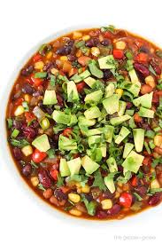 Fiesta Three Bean Chili Vegan The Garden Grazer Recipe No Bean Chili Chilli Recipes Three Bean Chili