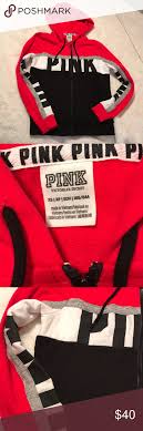 Black And Red Zip Up Hoodie Pink Victoria Secret Zip Hoodie Pink Zip Ups Victoria Secret Pink Pink Victorias