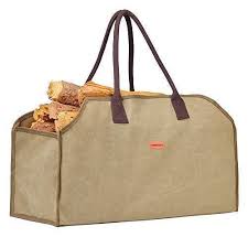 Convelife Waxed Canvas Firewood Log Carrier Tote Wood Carrying Bag For Woodpile Fireplace Camp Stove Cabin Heavy Duty Handle Washed Resistance Soiling Outdoor I In 2020 Log Carrier Firewood Logs Waxed Canvas