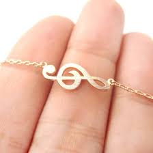 Classic Musical Note Treble Clef Shaped Music Themed Charm Necklace In Rose Gold Music Themed Jewelry Rose Gold Jewelry Music Jewelry