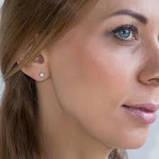 White Stud Earrings, Solid Gold Earrings, Opal Gold Earrings, Post  Earrings, Round Studs, Gemstone Earrings, Real Gold Jewelry, Fine Jewelry