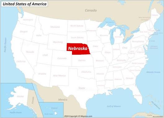 Map of Nebraska State, USA - Mapsius.com