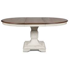 A round dining table with leaf extension can be the perfect table for almost any kitchen or dining room. New Classic Anastasia Relaxed Vintage Round Dining Table With Leaf A1 Furniture Mattress Kitchen Tables