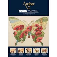 34 x 44 cm (13 x 17 inch) Buy Anchor Maia Collection Counted Cross Stitch Kit Elephant Silhoue
