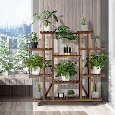 Solid Wood Construction This Plant Stand Is Crafted Out Of 100 Fir Wood Finished With Varnish Paint Wood Plant Stand Wooden Plant Stands Plant Stands Outdoor