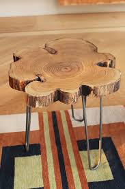 Black Locust Live Edge End Table Wood Slice Table With Steel Live Edge Wood Table Wood Slices Natural Edge Table
