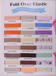 Color Chart Of 5 8 Solid Fold Over Elastic 91 Colors Shiny