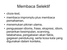 Berikut ini yang merupakan contoh kegiatan keterpaduan keterampilan membaca dengan fokus menyimak adalah. Tes Keterampilan Membaca Ppt Download