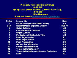 Check spelling or type a new query. Plant Cell Tissue And Organ Culture Hort 515 Spring 2007 March 26 April 27 Mwf 12 30 1 20p Hort 210 Mike Hasegawa Hort 324 Ppt Download